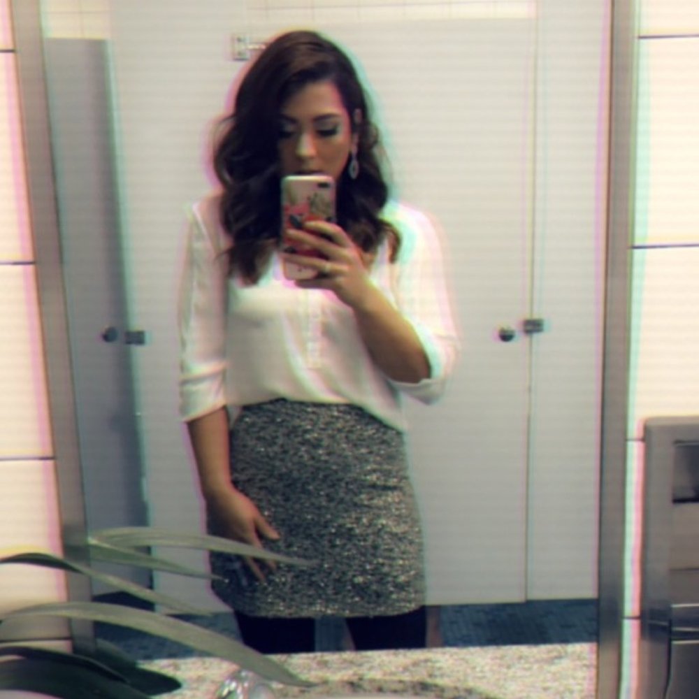 Silver/white Sequin mini skirt